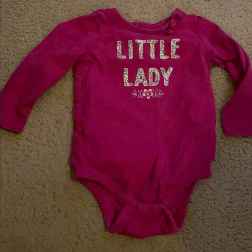Gap- Magenta long sleeve onesie 6-12 months
